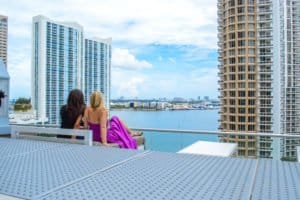 Catherine and Lesley on a Miami rooftop