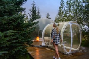 a hotel room in the shape of a bubble in iceland