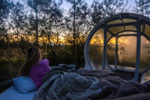 Lesley Murphy spending the night under the stars in a bubble hotel in iceland