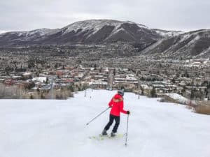 Lesley Murphy skiing Aspen Mountain