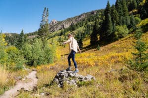 woman hikes in vail colorado