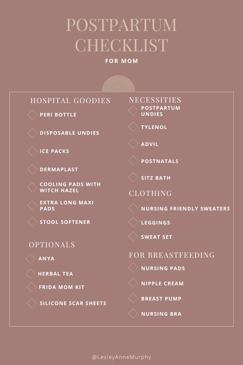 postpartum checklist for mom