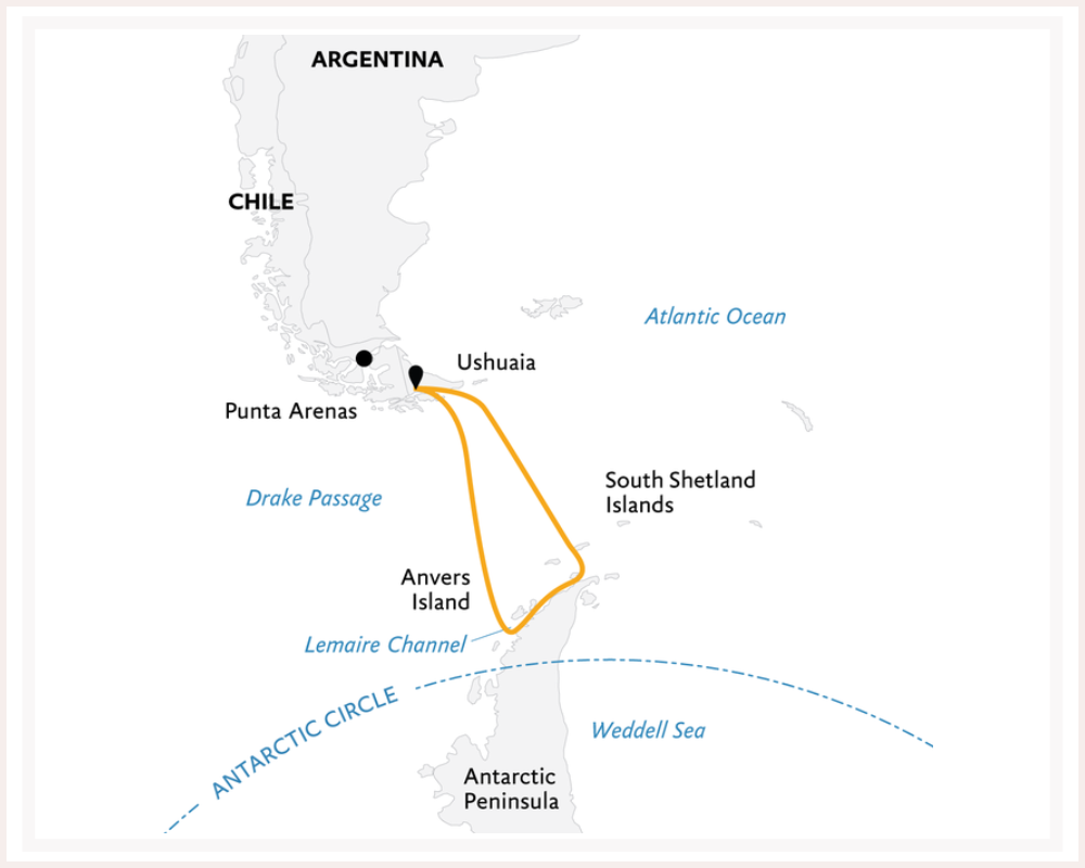 map of our LL Antarctica route